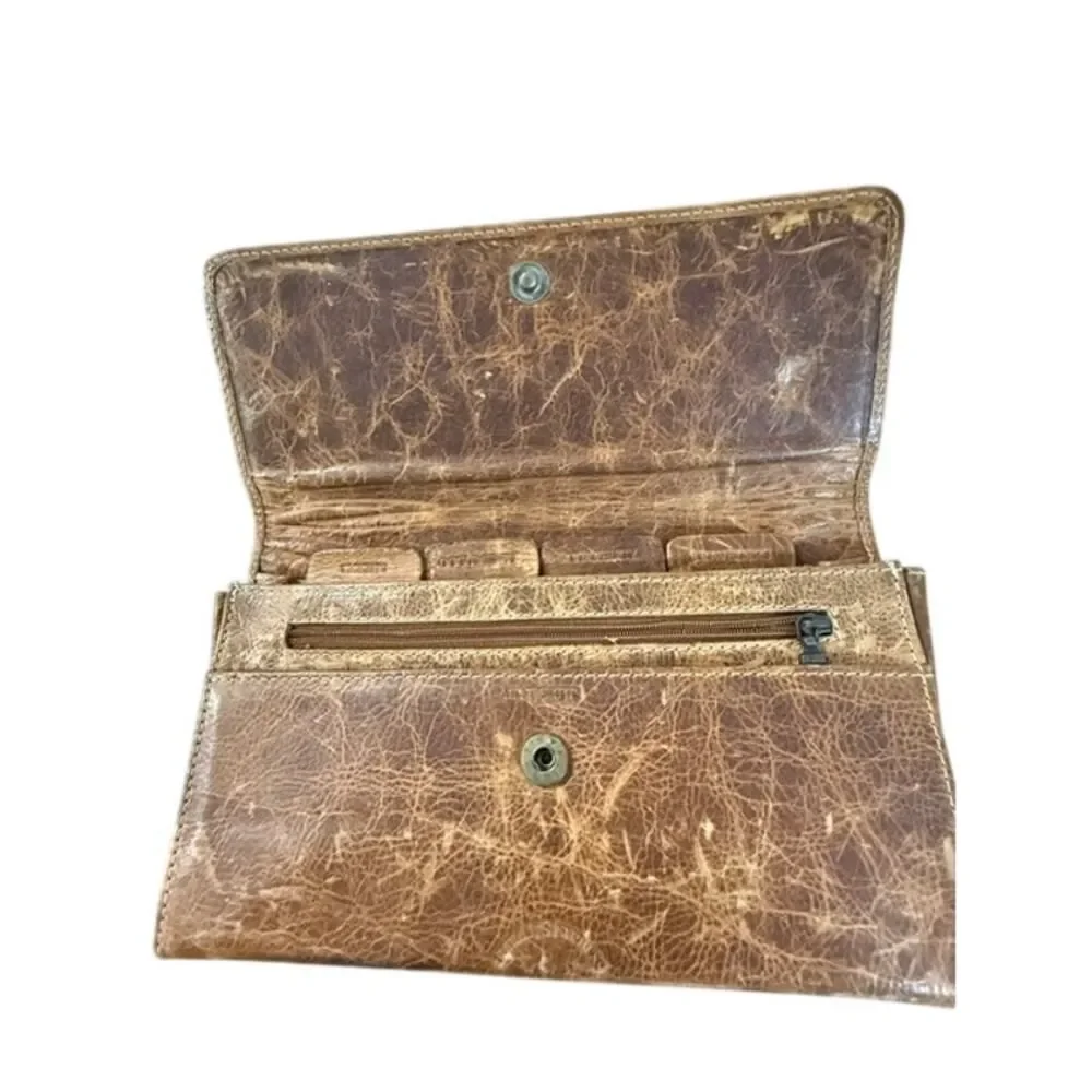 Durkee’s Express Leather Passport Holder Travel Organizer Carmel Brown Vintage
